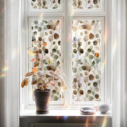 QUCHENG Suncatcher ساكنة نافذة الفيلم الزجاج تتشبث الألوان المائية يترك الخصوصية صائق غرفة المعيشة الشمس حجب ديكور ملون ملصقات كبيرة DIY الزينة in Kuwait