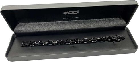 Harley-Davidson Men's Vintage Bar & Shield Link Bracelet - Black Stainless Steel in Saudi Arabia