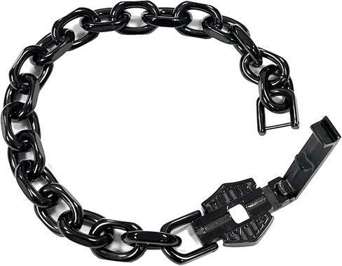 Harley-Davidson Men's Vintage Bar & Shield Link Bracelet - Black Stainless Steel in Saudi Arabia