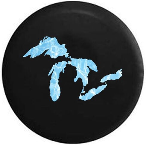 556 Gear Water Reflection Great Lakes Michigan Mitten Spare Tire Cover fits SUV Camper RV Accessories Black 28 in in Saudi Arabia