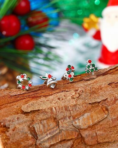 Jewseen 4Pcs Nose Rings Stud 20g Christmas L Shaped Nose Stud 316L Stainless Steel Nose Piercing Jewelry for Women Men in Saudi Arabia