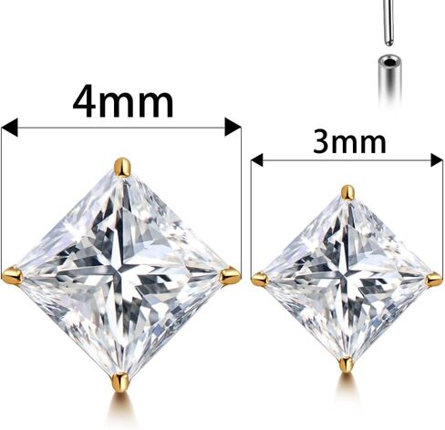 1PC ASTM F136 Titanium Threadless Big CZ Design Tops Piercing studs for Conch,Tragus,Helix,Lobe Come With 4PCS Different Lengths Post 16G 18G 20G Flatback earring nose Jewelry Gold Silver in Kuwait