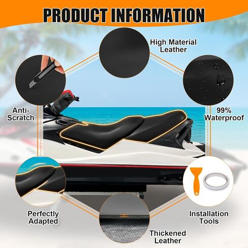 غطاء مقعد بديل لـ SeaDoo 2002-2006 GTX 4-Tec SC LTD SC / 2005-2009 RXT RXT-X 255/2003-2008 Wake 155 215/2002-2003 GTX DI، حماية المقعد الجلدي المناسب حسب الطلب in Saudi Arabia