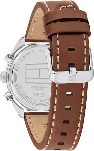 Tommy Hilfiger Men's Chronograph Quartz Watch – 40mm Stainless Steel Case, Leather Strap, Vintage-Inspired Design - Gift for Him in Saudi Arabia