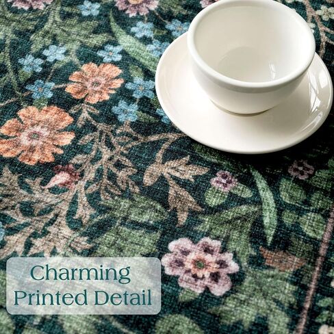 Green Round Rugs 6ft - Soft Washable Boho Floral Bedroom Circle Rug Stain Resistant Botanical Dining Room Rugs for Under Round Table Vintage Area Rug for Living Room Office Kid Room in Saudi Arabia