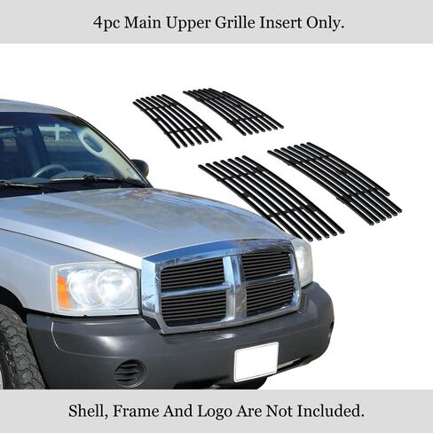 APS Compatible with Dodge Dakota 2005-2007 Main Upper Stainless Steel Black 8x6 Horizontal Billet Front Grill Grille Insert D66471J in Saudi Arabia