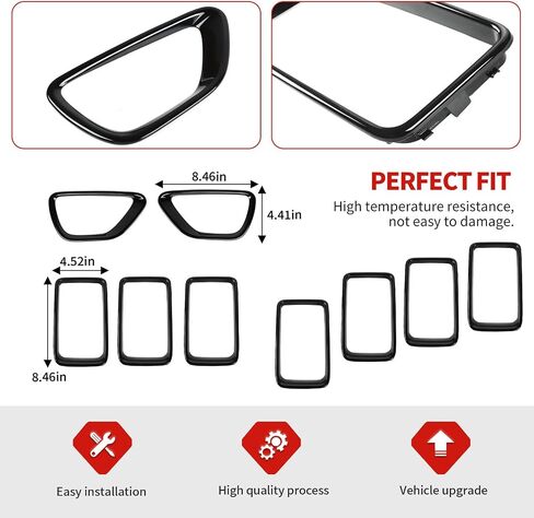 Jimen Fit for Jeep Grand Cherokee 2014-2016, 7PCS Grille Inserts Cover & 2PCS Front Fog Light Bezel Trim in Saudi Arabia