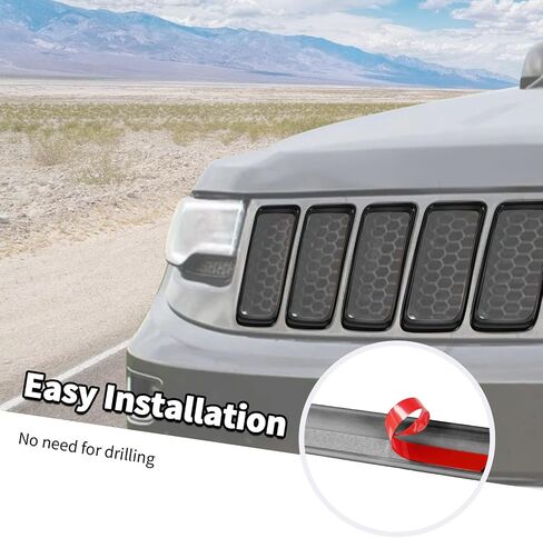 Jimen Fit for Jeep Grand Cherokee 2014-2016, 7PCS Grille Inserts Cover & 2PCS Front Fog Light Bezel Trim in Saudi Arabia