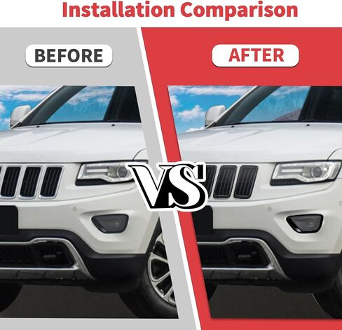 Jimen Fit for Jeep Grand Cherokee 2014-2016, 7PCS Grille Inserts Cover & 2PCS Front Fog Light Bezel Trim in Saudi Arabia