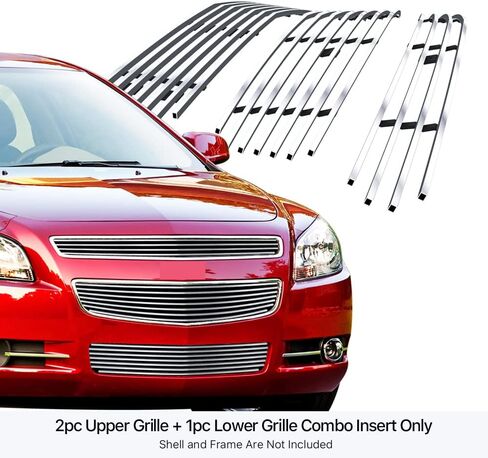 APS متوافق مع Chevy Malibu 2008-2012 المصد العلوي السفلي الرئيسي من الفولاذ المقاوم للصدأ SS فضي أفقي من البليت الأمامي للشواية الأمامية S18-A51016C in Saudi Arabia