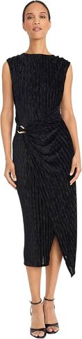Maggy London Sleeveless Midi Textured Pleated Fabric and Side Draping Detail-Womens Formal Dress in Saudi Arabia