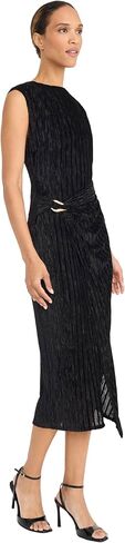 Maggy London Sleeveless Midi Textured Pleated Fabric and Side Draping Detail-Womens Formal Dress in Saudi Arabia