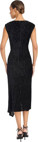 Maggy London Sleeveless Midi Textured Pleated Fabric and Side Draping Detail-Womens Formal Dress in Saudi Arabia
