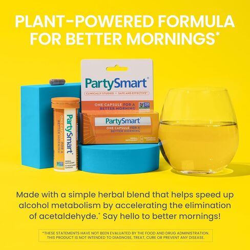 Himalaya PartySmart, One Capsule for a Better Morning, Plant-Based Liver Support for a Better Morning After Drinking, Clinically Studied, Non-GMO Project Verified, 28 Capsule Larger Size in Kuwait
