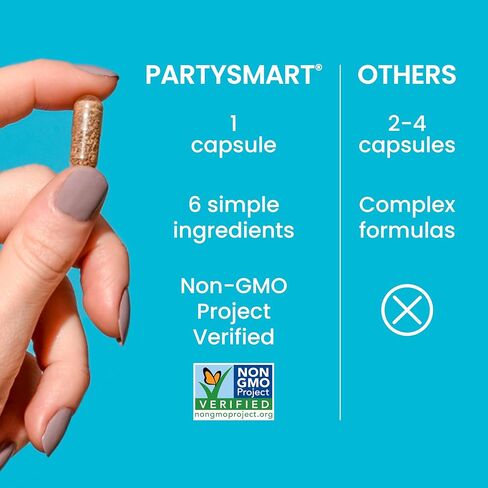 Himalaya PartySmart, One Capsule for a Better Morning, Plant-Based Liver Support for a Better Morning After Drinking, Clinically Studied, Non-GMO Project Verified, 28 Capsule Larger Size in Kuwait