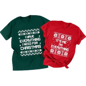 قمصان عيد الميلاد للأزواج، مجموعات ملابس عيد الميلاد المطابقة له ولها، بيجامات عائلية مضحكة لعيد الميلاد بأكمام قصيرة، تي شيرت علوي in Kuwait