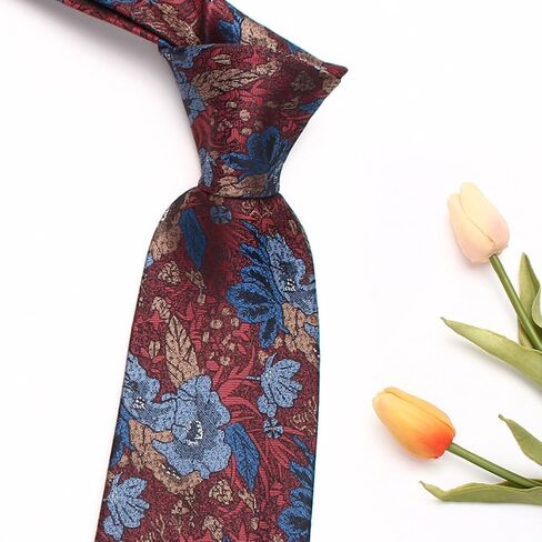 Wintrade 3.15in/8cm Mens Tie, Jacquard Floral Formal Polyester Classic Check Necktie for Business Wedding in Saudi Arabia