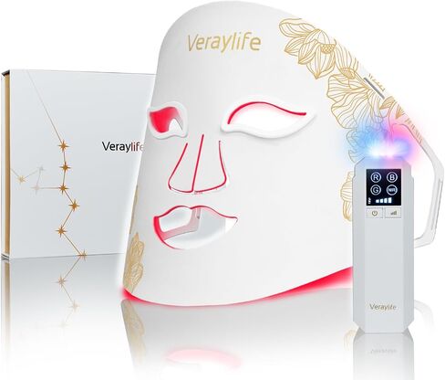 قناع العلاج بالضوء الأحمر للوجه، قناع الوجه LED، ضوء للعناية بالبشرة مع الأشعة تحت الحمراء القريبة 850 نانومتر والضوء الأزرق القابل للتعديل، جهاز منزلي محمول مع 7 ألوان و8 أوضاع، 432 خرزة LED احترافية (أبيض) in Saudi Arabia