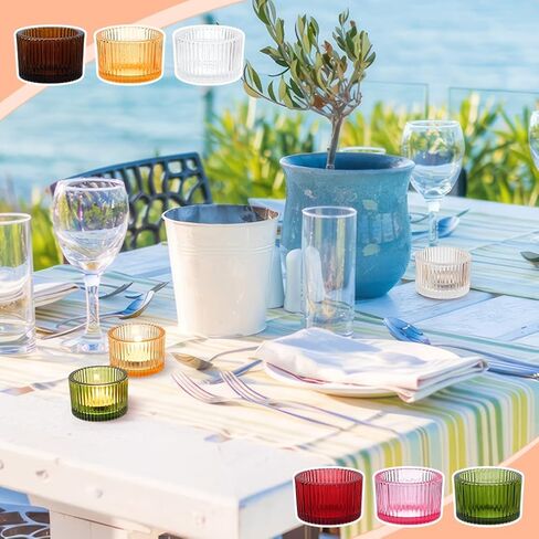 NBEADS 12Pcs 6 Colors Tea Lights Candles Holders, Small Votive Candle Holders for Table Centerpiece, Glass Candles Holder for Wedding Party Thanksgiving Christmas Birthday and Home Decor in Saudi Arabia