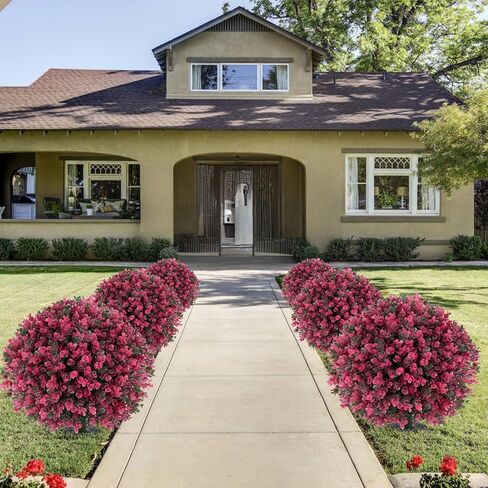 كرات توبياري من خشب البقس الاصطناعي - مجموعة من 2 شجيرة صناعية مقاومة للأشعة فوق البنفسجية مقاس 23 بوصة مع مسامير أرضية، ونباتات زخرفية صناعية دائمة الخضرة لحديقة فناء الشرفة الداخلية في الهواء الطلق in Kuwait