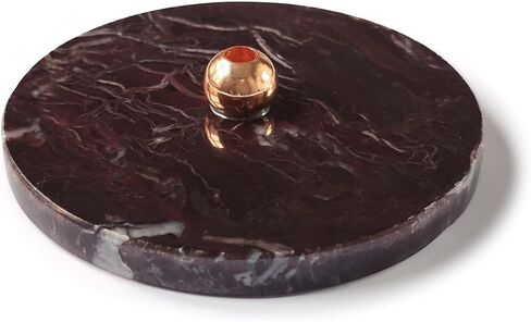 Golden Cherry Stick Incense Holder – Natural Cherry Marble Base with Brass Details, Elegant and Unique Aromatherapy Accessory for Home Decor in Saudi Arabia