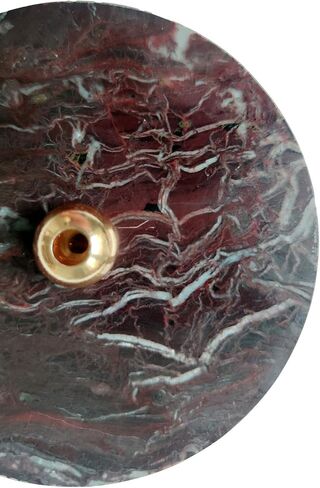 Golden Cherry Stick Incense Holder – Natural Cherry Marble Base with Brass Details, Elegant and Unique Aromatherapy Accessory for Home Decor in Saudi Arabia