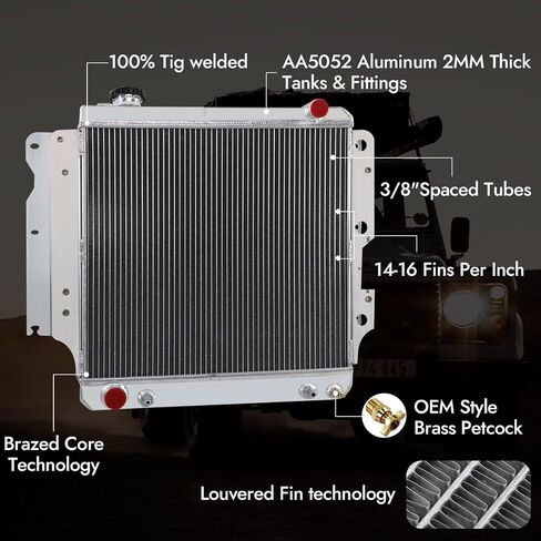 3 Row Aluminum Radiator for 1987-2006 Jeep Wrangler/TJ/YJ 4.0L L6 GAS Radiador 88 89 90 91 92 93 94 95 96 97 98 99 2000 2001 2002 2003 2004 2005 2006 Automotive Replacement Engine Radiators in Saudi Arabia