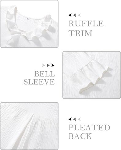 siliteelon Blouses for Women Dressy Casual 3/4 Sleeve Ruffle Bell Top Ladies Business Work Shirt Fashion Clothing Trendy in Kuwait
