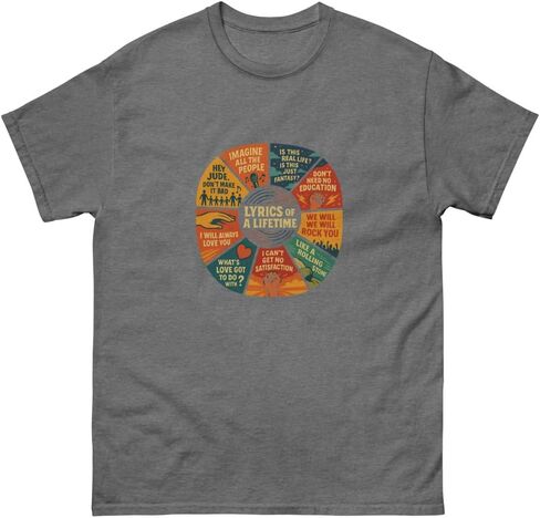 Lyrics of a Lifetime Retro Music T-Shirt | Iconic Song Mashup Vinyl Record Design Tee in Saudi Arabia