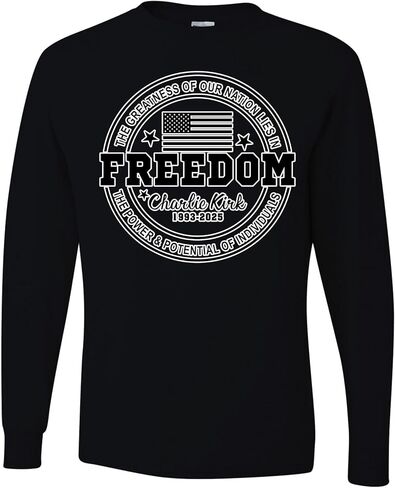 Freedom Charlie Kirk The Greatness of Our Nation USA Flag Mens Long Sleeves in Kuwait