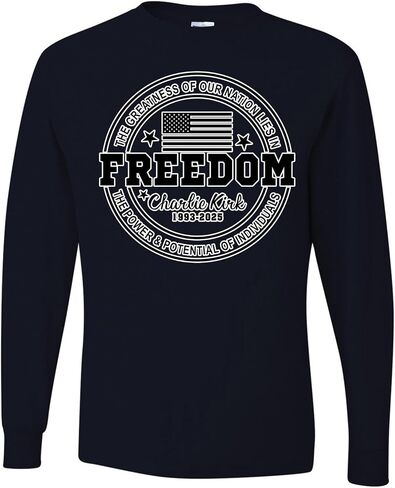 Freedom Charlie Kirk The Greatness of Our Nation USA Flag Mens Long Sleeves in Kuwait