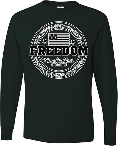 Freedom Charlie Kirk The Greatness of Our Nation USA Flag Mens Long Sleeves in Kuwait