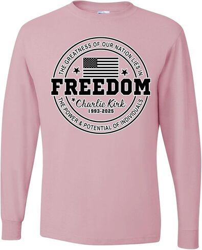 Freedom Charlie Kirk The Greatness of Our Nation USA Flag Mens Long Sleeves in Kuwait