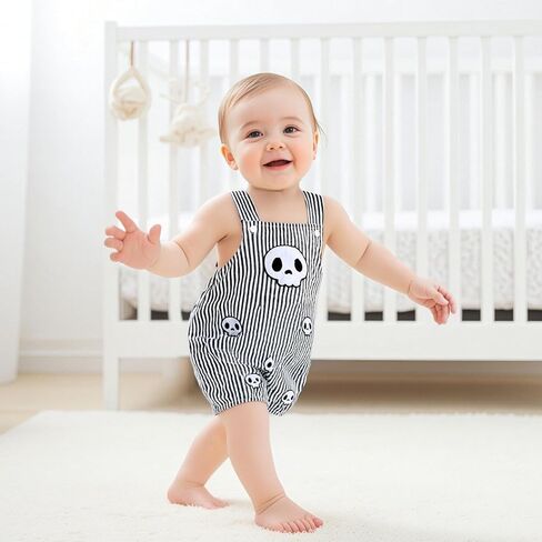 ملابس للأطفال الأولاد والبنات بدون أكمام مع حزام رومبير مخطط ومطرز وزرة بذلة لطيفة لحديثي الولادة in Kuwait