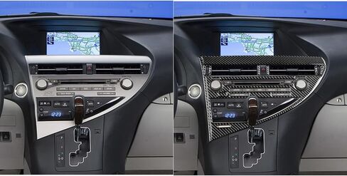 NVCNX ألياف الكربون الفاخرة الحقيقية لملحقات Lexus RX350 RX450h 2010-2012 2011 لوحة عدادات السيارة نظام المعلومات والترفيه CD غطاء لوحة الراديو زخرفة داخلية سميكة تراكب ملصق مائي 8 قطع in Kuwait
