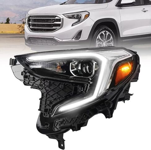 مجموعة مصابيح أمامية طراز LED كاملة متوافقة مع المصابيح الأمامية البديلة GMC Terrain 2018 2019 2020 2021 [لا تنطبق على طراز HID/Xenon] جانب الركاب الأيمن RH 84664076 GM2503476 in Saudi Arabia