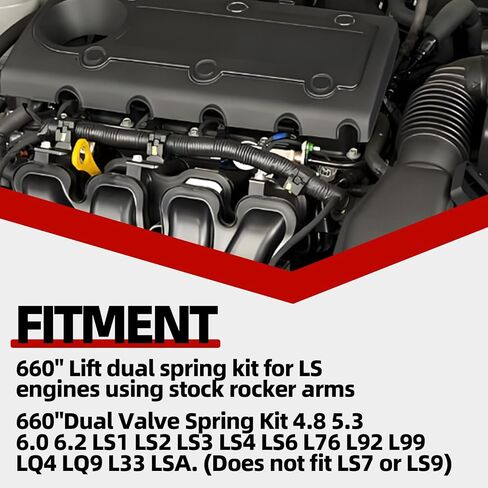 MITZONE 660 "طقم زنبركي مزدوج الصمام مع مثبتات SK001 SK001S لـ 4.8 5.3 6.0 6.2 LS1 LS2 LS3 LS4 LS6 L76 L92 L99 LQ4 LQ9 L33 LSA 6.2 in Saudi Arabia