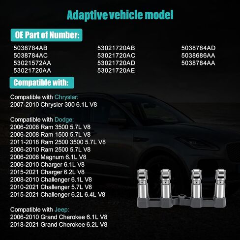 (أجزاء OEM) 16 قطعة 53021720AD رافع غير MDS لـ 2007-2010 كرايسلر 300، لـ 2006-2021 دودج رام 1500 2500 3500 شاحن تشالنجر ماغنوم، لسيارة جيب جراند شيروكي 5.7L 6.1L 6.2L 6.4L 5038784AD in Saudi Arabia