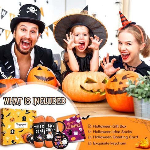 Boo Basket Stuffers - هدايا الهالوين للنساء والرجال البالغين، جوارب مخيفة وبطاقات سلسلة مفاتيح شبح للأصدقاء والمراهقين in Saudi Arabia