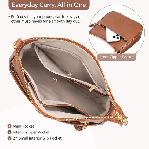 محفظة Peacocktion Crossbody للنساء حقائب هوبو من الجلد النباتي بتصميم عصري مع حزام كتف عريض in Kuwait