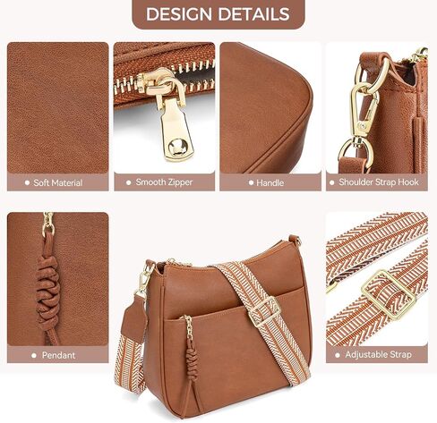 محفظة Peacocktion Crossbody للنساء حقائب هوبو من الجلد النباتي بتصميم عصري مع حزام كتف عريض in Kuwait