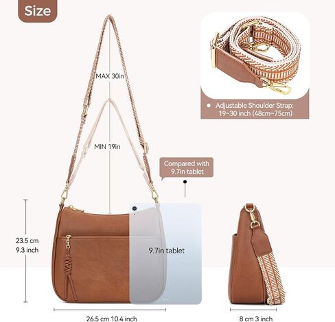 محفظة Peacocktion Crossbody للنساء حقائب هوبو من الجلد النباتي بتصميم عصري مع حزام كتف عريض in Kuwait