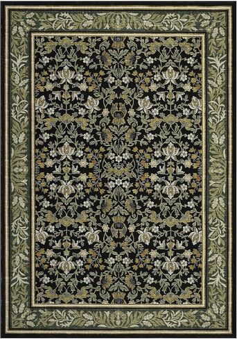 GarveeHome 5x7 Area Rugs Washable Rugs for Living Room, Boho Vintage Rug Non Slip Low Pile Stain Resistance Indoor Soft Large Carpet for Bedroom Dining Room Office, Green Black in Saudi Arabia