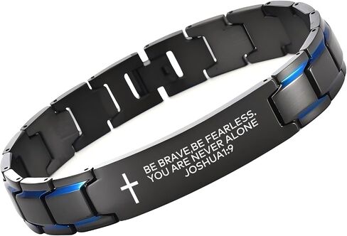 Christian Stainless Steel Bracelet for Men, Inspirational Bible Verse Bracelets, Religious Baptism Easter Gifts for Young Men Teenage in Saudi Arabia