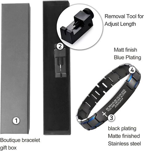 Christian Stainless Steel Bracelet for Men, Inspirational Bible Verse Bracelets, Religious Baptism Easter Gifts for Young Men Teenage in Saudi Arabia