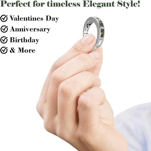 SHOP LC DELIVERING JOY Moldavite & White Zircon Half Eternity Ring in 925 Sterling Silver Wedding Bands for Women with Platinum Plating Promise Jewelry Birthday Gifts for Womens in Saudi Arabia