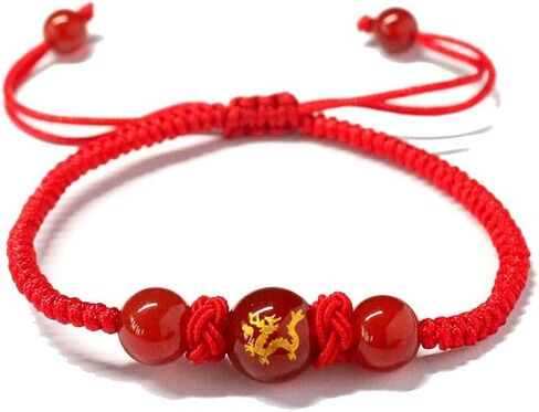 2pcs Bracelet Adjustable String Charm Bracelet Chinese Zodiac Feng Shui Charm Bracelet Lucky Jewelry New Year Gift for Women Men in Kuwait