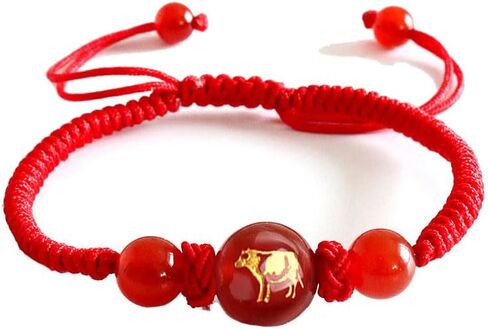2pcs Bracelet Adjustable String Charm Bracelet Chinese Zodiac Feng Shui Charm Bracelet Lucky Jewelry New Year Gift for Women Men in Kuwait