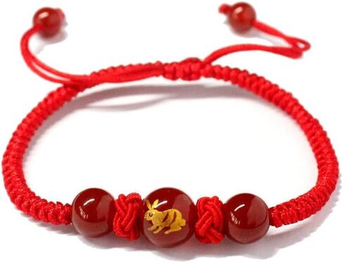 2pcs Bracelet Adjustable String Charm Bracelet Chinese Zodiac Feng Shui Charm Bracelet Lucky Jewelry New Year Gift for Women Men in Kuwait