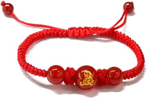 2pcs Bracelet Adjustable String Charm Bracelet Chinese Zodiac Feng Shui Charm Bracelet Lucky Jewelry New Year Gift for Women Men in Kuwait